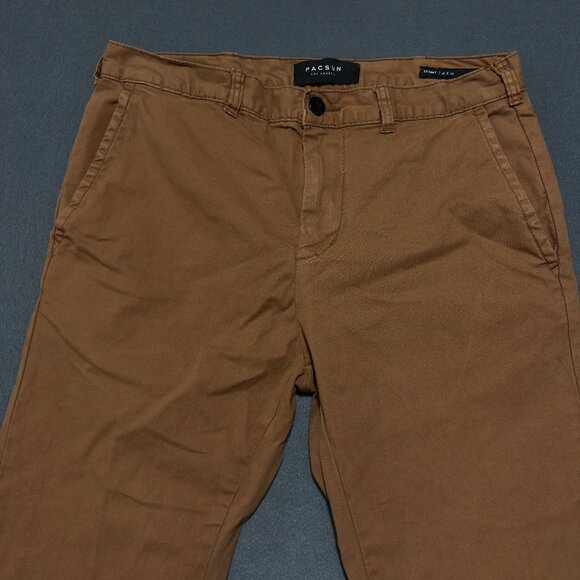 Pacsun Chino Pants Mens 31x32 Brown Los Angeles Skinny Casual Straight T themsto - Picture 6 of 16